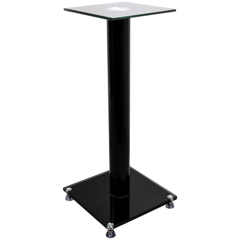 Glass and Aluminum Bookshelf 23" Fixed Height Speaker Stand