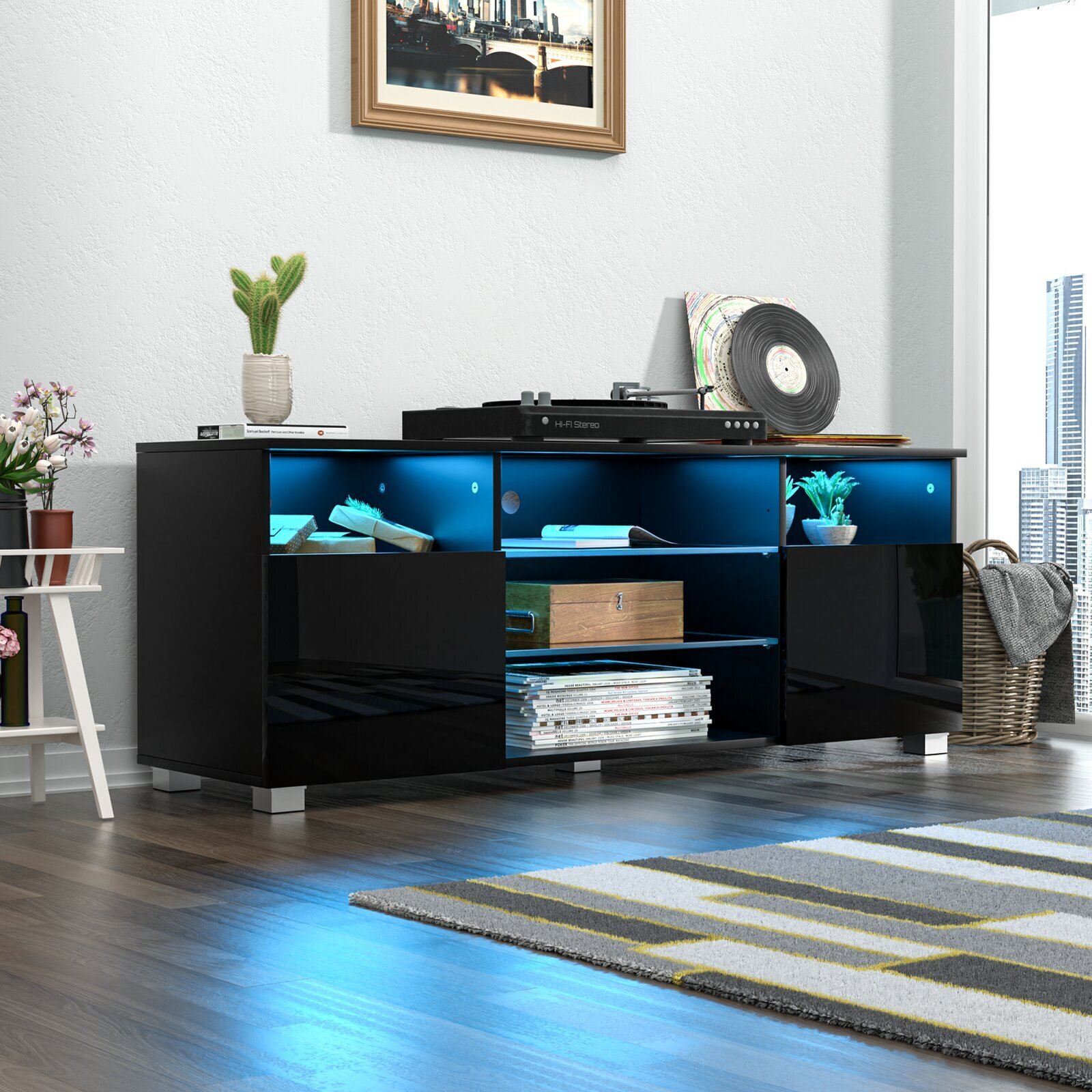 Glossy Black Luxury TV Stand Design