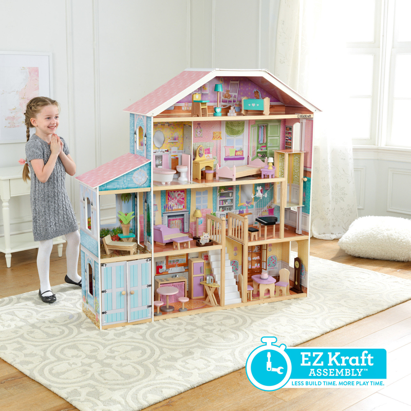 Extra Large Wooden Doll House with More Room Compartments Foter