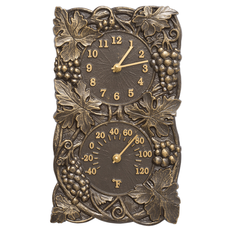 Grapevine Indoor/Outdoor Wall Clock and Thermometer