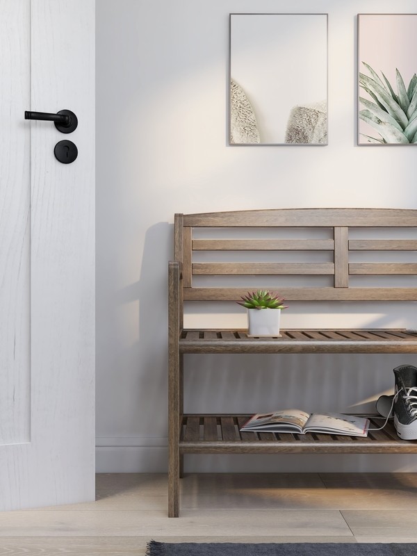 Hales Wood Shelves Storage Bench
