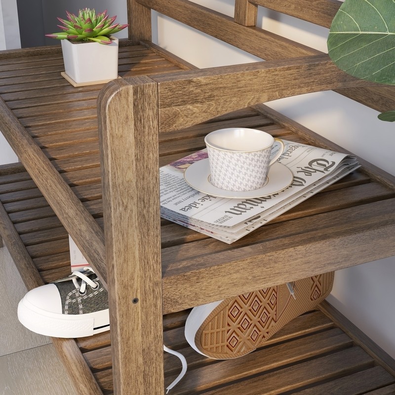 Hales Wood Shelves Storage Bench