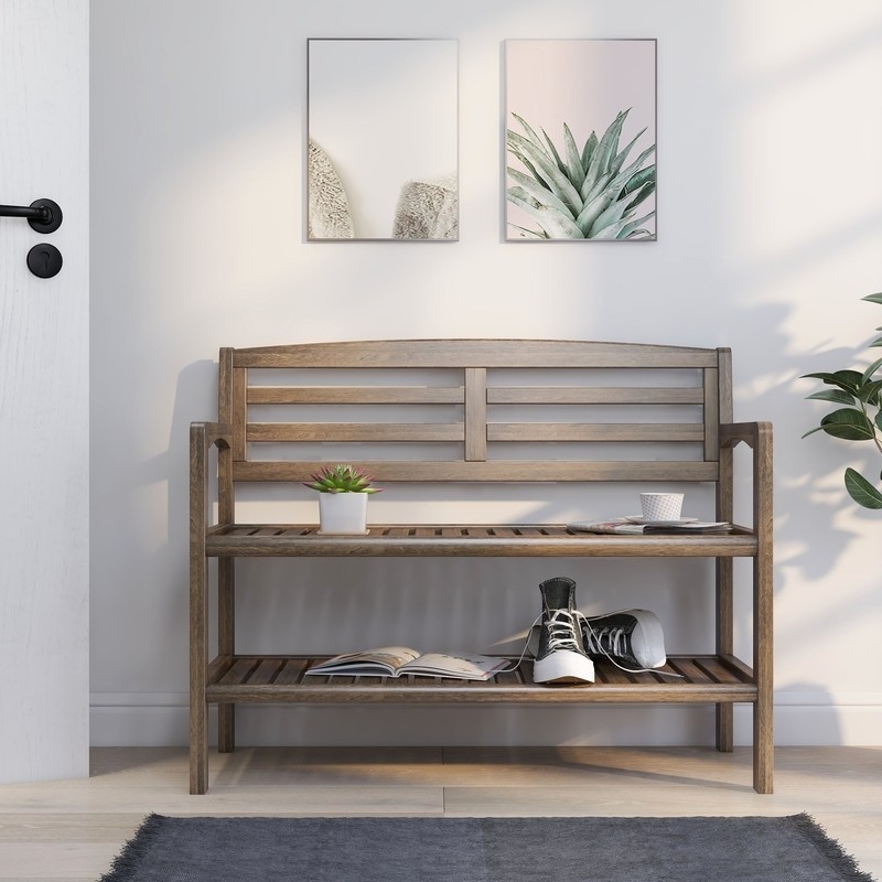 Hales Wood Shelves Storage Bench