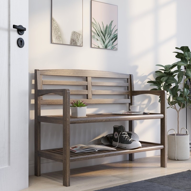 Hales Wood Shelves Storage Bench