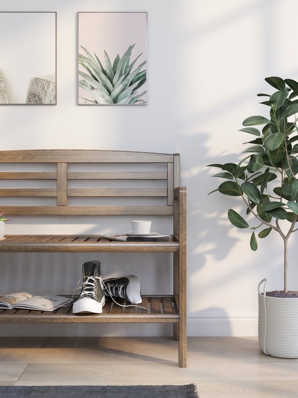 Hales Wood Shelves Storage Bench