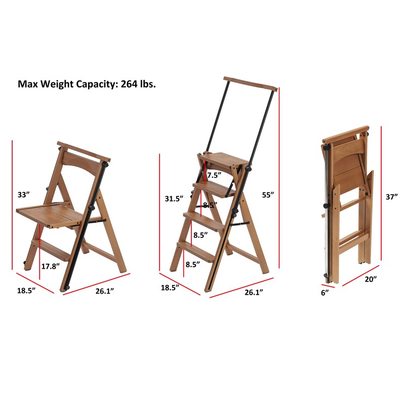 Hardie 4 - Step Wood Folding Step Stool