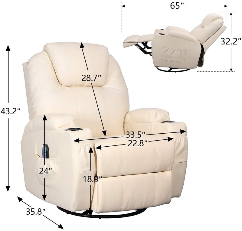 Hefley 33.5'' Wide Power Swivel Standard Recliner with Massager