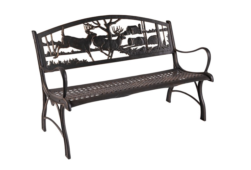 Hendry Running Whitetails Cast Iron Park Bench