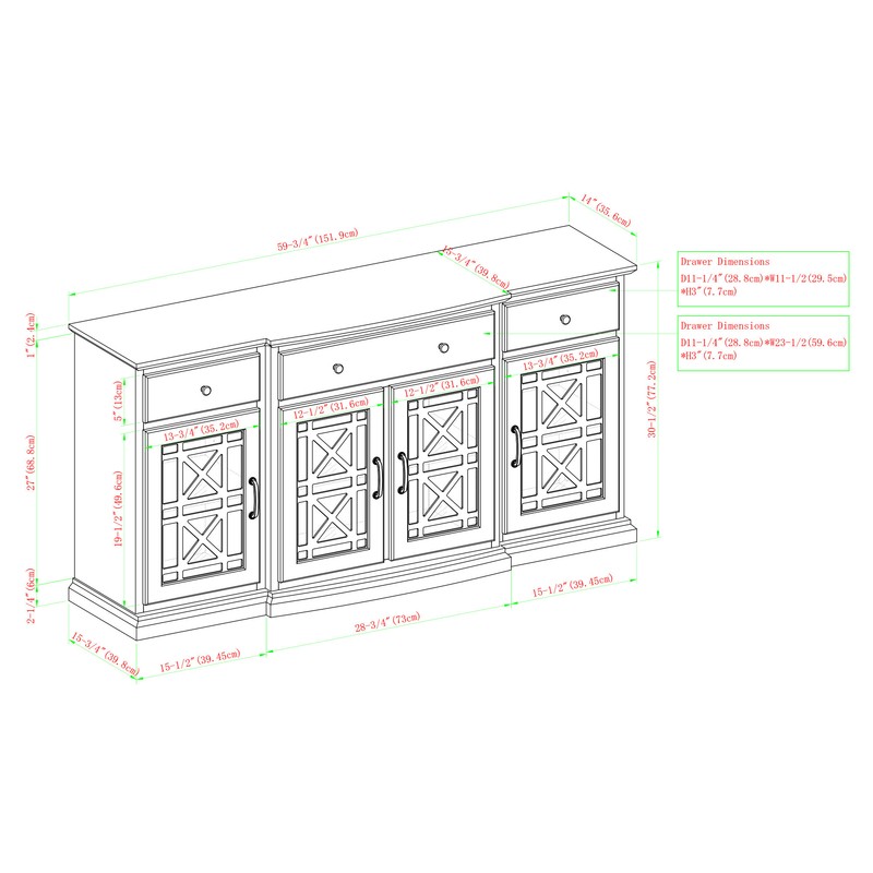 Hennigan 59.75'' Wide 3 Drawer Sideboard