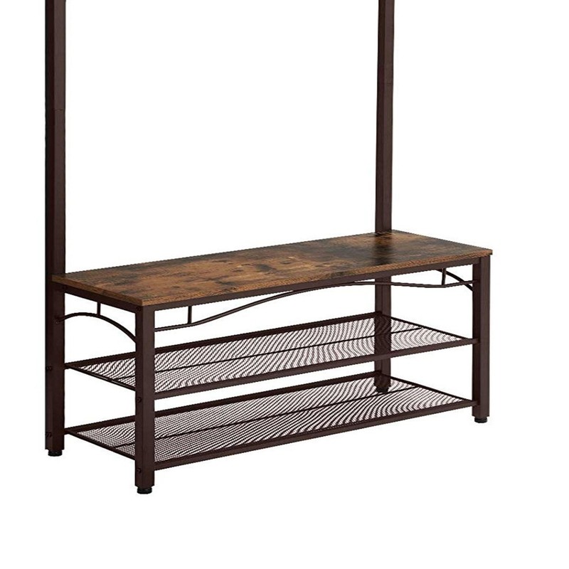 Hervey 31.5'' Wide Freestanding Coat Rack with Storage in Brown/Black