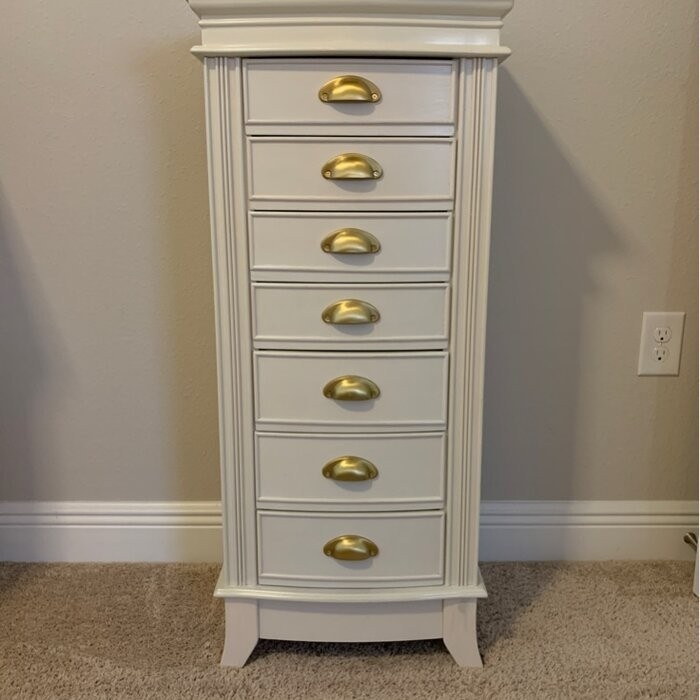 Hillesden 16.25'' Wide Hand Painted Jewelry Armoire with Mirror