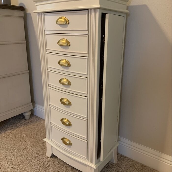 Hillesden 16.25'' Wide Hand Painted Jewelry Armoire with Mirror