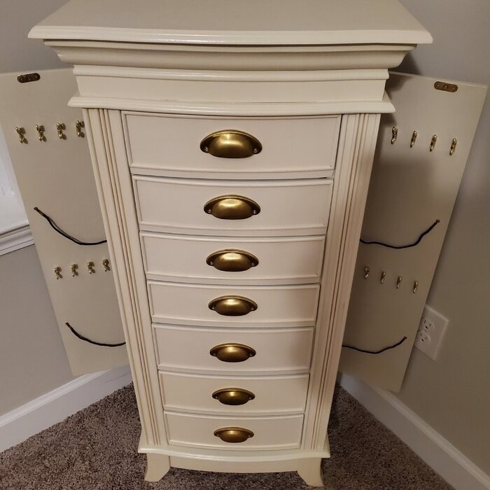 Hillesden 16.25'' Wide Hand Painted Jewelry Armoire with Mirror