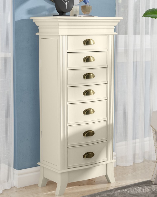 Hillesden 16.25'' Wide Hand Painted Jewelry Armoire with Mirror