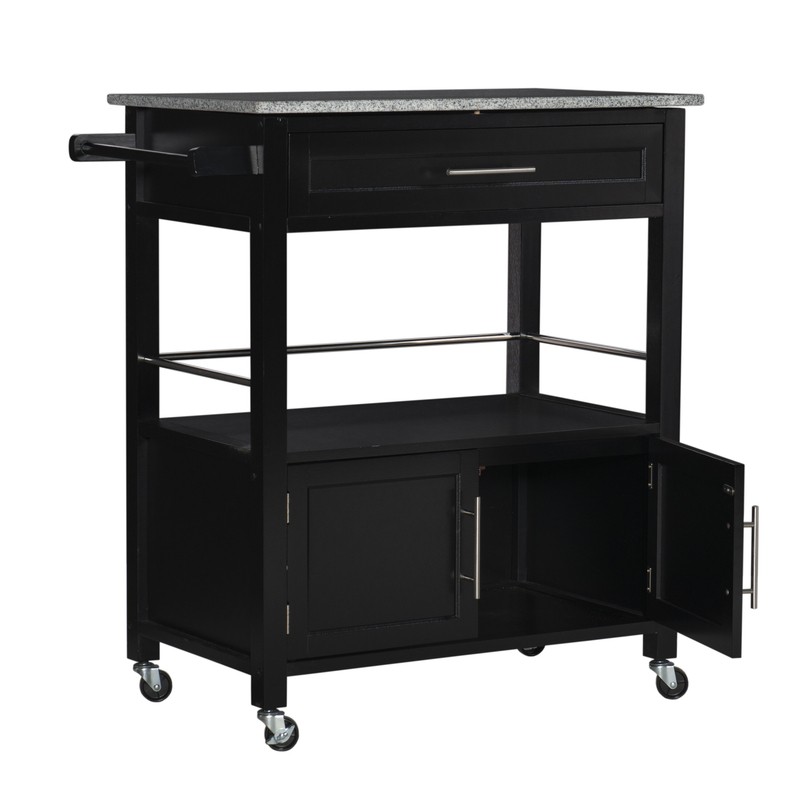 Houchin 30'' Wide Rolling Kitchen Cart with Granite Top