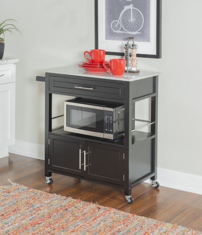 Houchin 30'' Wide Rolling Kitchen Cart with Granite Top