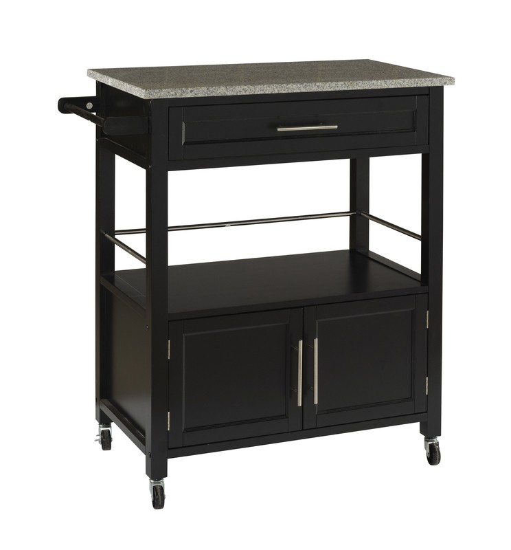 Houchin 30'' Wide Rolling Kitchen Cart with Granite Top