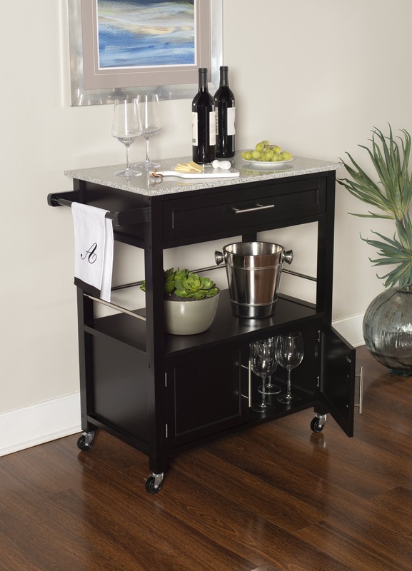 Houchin 30'' Wide Rolling Kitchen Cart with Granite Top