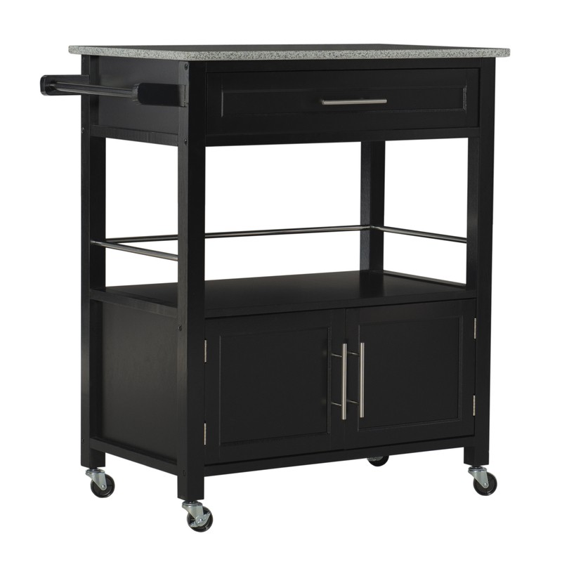 Houchin 30'' Wide Rolling Kitchen Cart with Granite Top