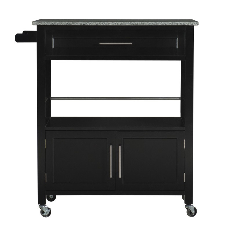 Houchin 30'' Wide Rolling Kitchen Cart with Granite Top
