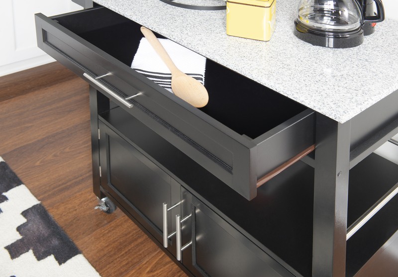 Houchin 30'' Wide Rolling Kitchen Cart with Granite Top