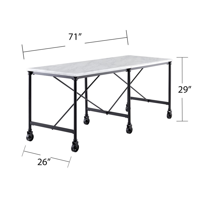 Housman 70'' Wide Rolling Prep Table with Marble Top