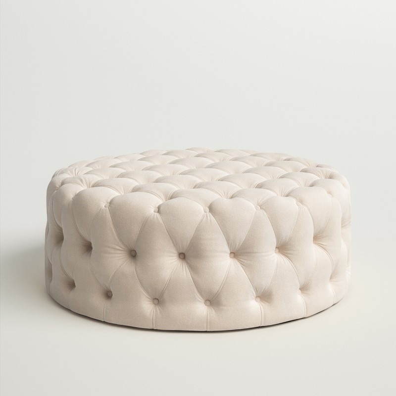 Huskins 41.73'' Wide Velvet Tufted Round Cocktail Ottoman