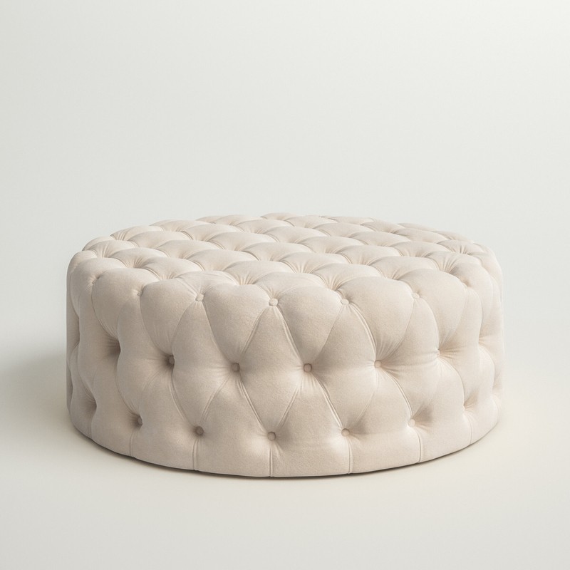 Huskins 41.73'' Wide Velvet Tufted Round Cocktail Ottoman