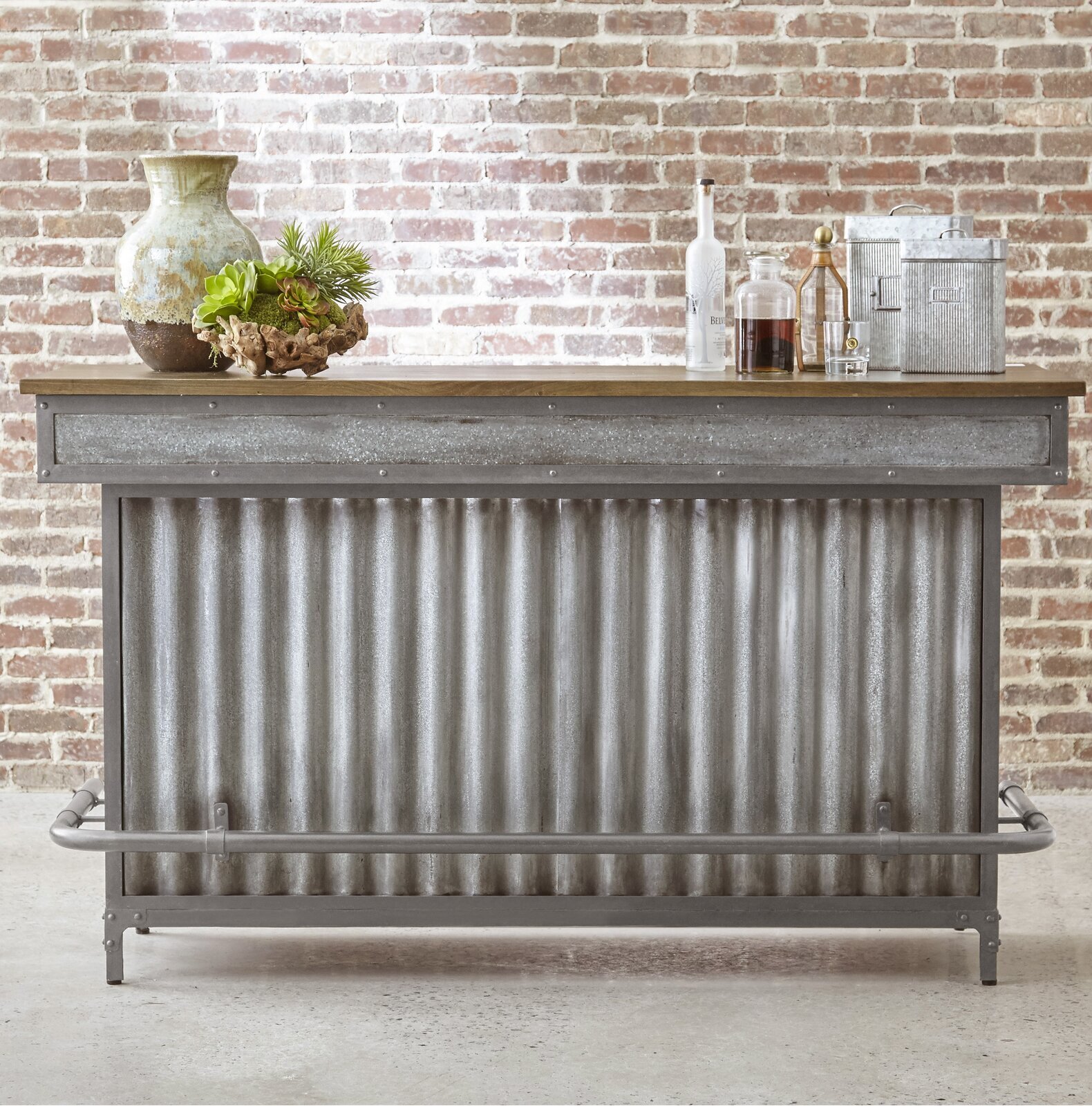 Industrial Style Grey Long Bar Table 