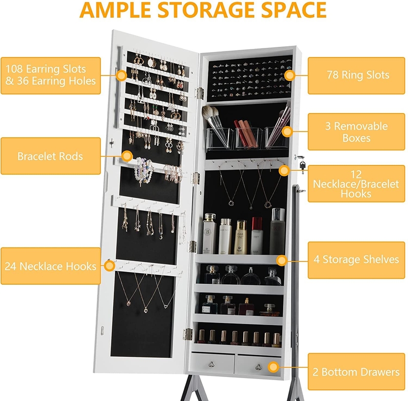 Jameion 13.7'' Wide Jewelry Armoire with Mirror