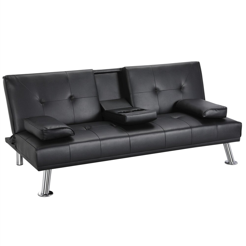 Janni Twin 66'' Wide Faux Leather Biscuit Back Convertible Sofa