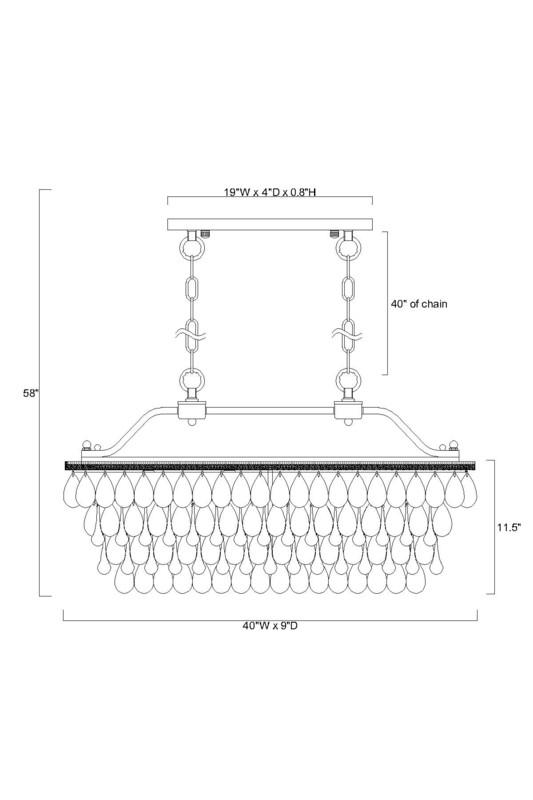 Jenna 6 - Light Unique / Statement Square / Rectangle Chandelier