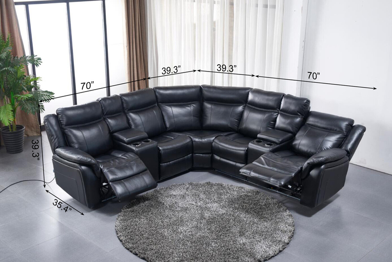 Joelise 109.3" Wide Faux Leather Symmetrical Reclining Corner Sectional