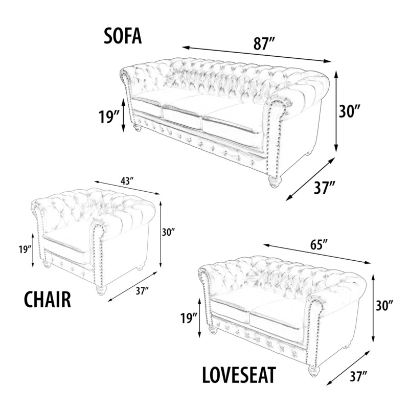Kamen 3 Piece Living Room Set