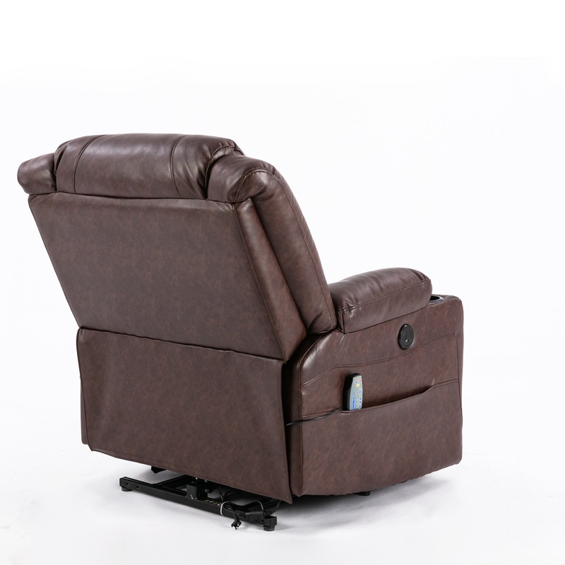 Kanajah 35.5'' Wide Faux Leather Power Lift Assist Recliner with Massager