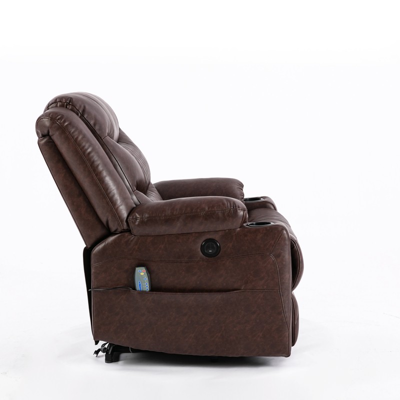 Kanajah 35.5'' Wide Faux Leather Power Lift Assist Recliner with Massager