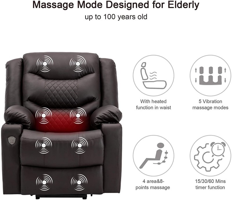 Kanajah 35.5'' Wide Faux Leather Power Lift Assist Recliner with Massager