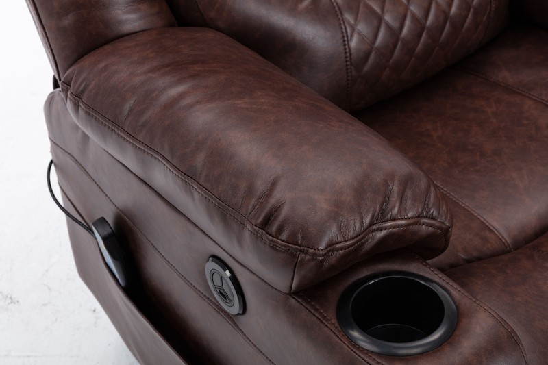 Kanajah 35.5'' Wide Faux Leather Power Lift Assist Recliner with Massager