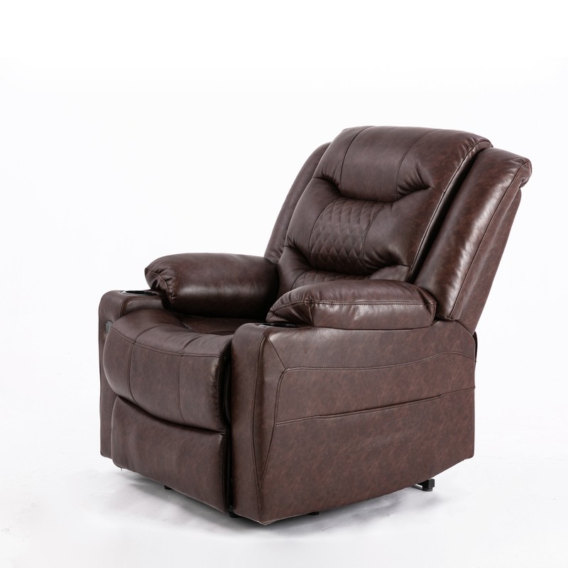 Kanajah 35.5'' Wide Faux Leather Power Lift Assist Recliner with Massager