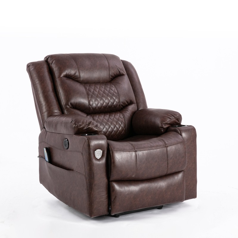 Kanajah 35.5'' Wide Faux Leather Power Lift Assist Recliner with Massager