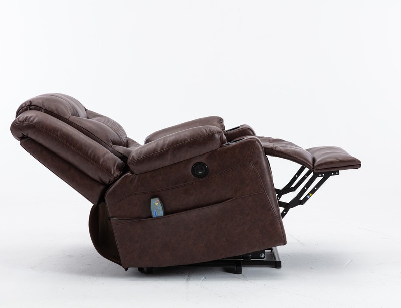 Kanajah 35.5'' Wide Faux Leather Power Lift Assist Recliner with Massager