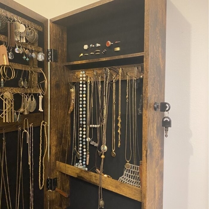 Karmakar 14.6'' Wide Wall Mounted Jewelry Armoire with Mirror