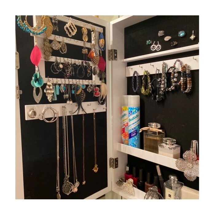 Karmakar 14.6'' Wide Wall Mounted Jewelry Armoire with Mirror
