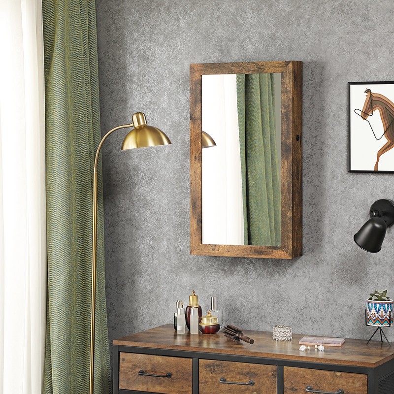 Karmakar 14.6'' Wide Wall Mounted Jewelry Armoire with Mirror