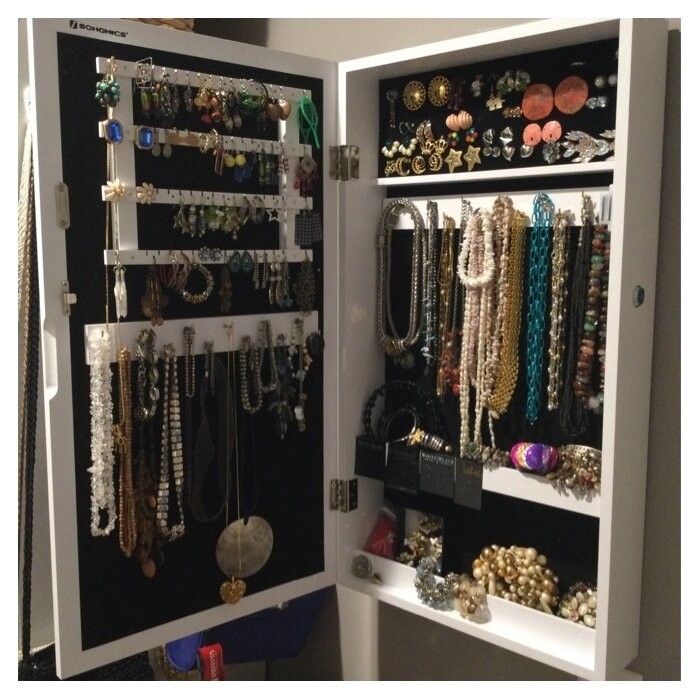 Karmakar 14.6'' Wide Wall Mounted Jewelry Armoire with Mirror