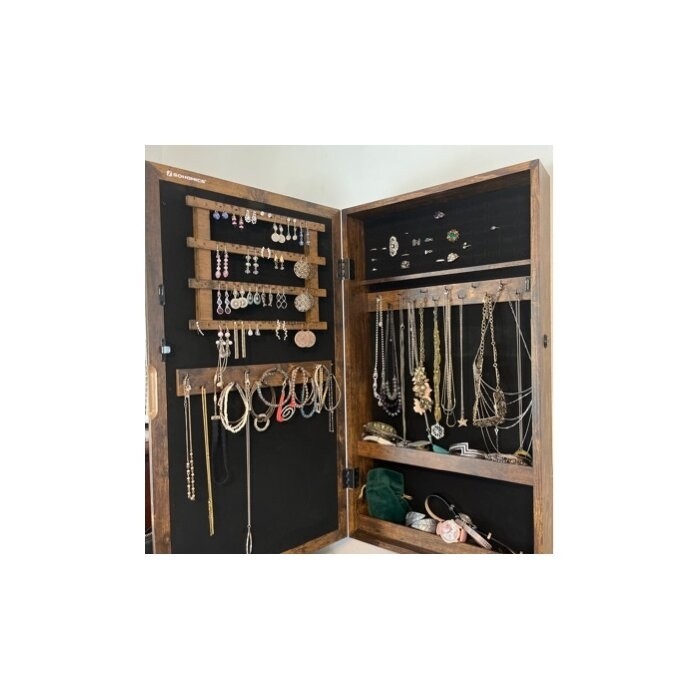 Karmakar 14.6'' Wide Wall Mounted Jewelry Armoire with Mirror