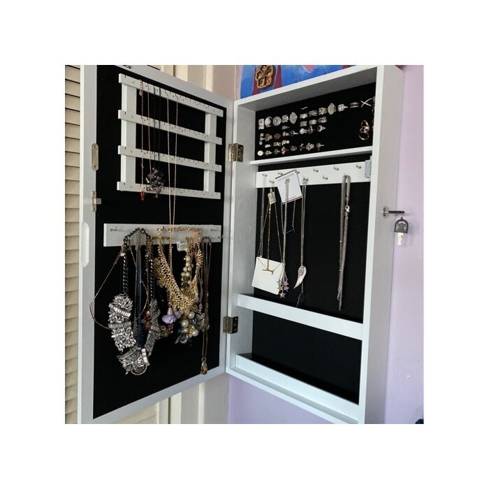 Karmakar 14.6'' Wide Wall Mounted Jewelry Armoire with Mirror