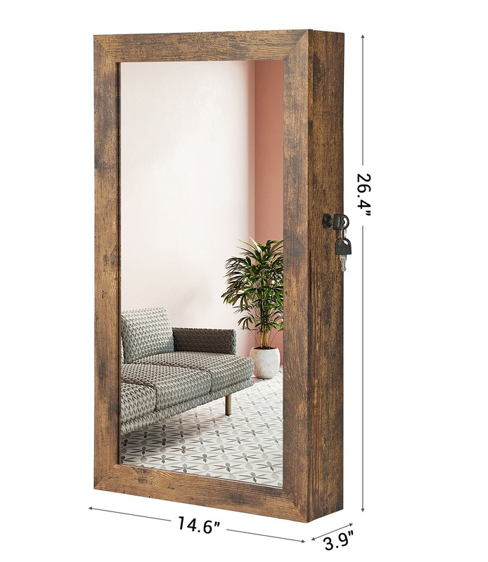 Karmakar 14.6'' Wide Wall Mounted Jewelry Armoire with Mirror