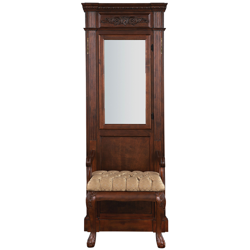 Kenmore 27.5'' Wide Mahogany Solid Wood Hall Tree with Bench