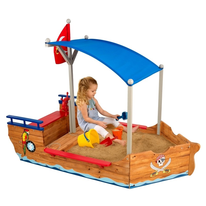 KidKraft 44.25" x 59.5" Solid Wood Sandbox with Cover